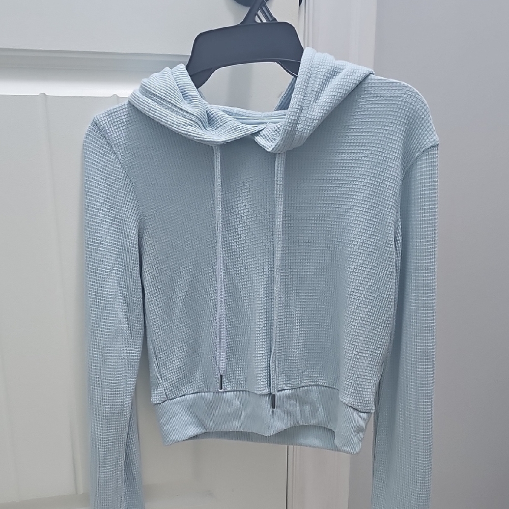 Sky Blue Waffle Knit Women's Hoodie